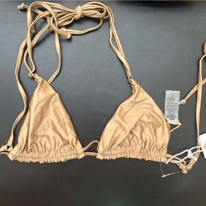 Good American Gold Bronze Bikini Top